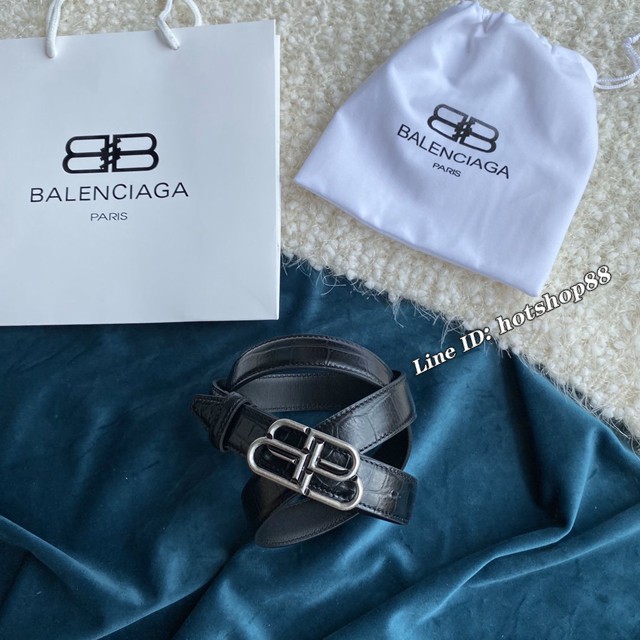 Balenciaga女士皮帶 巴黎世家BB經典logo扣腰帶 巴黎世家小牛皮皮帶  jjp1139